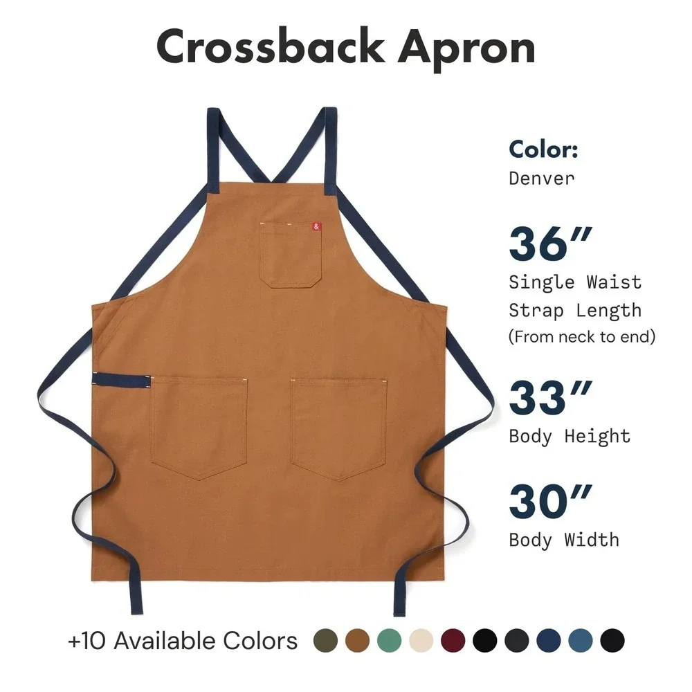 Hedley & Bennett WAX CANVAS & Leather Chef's Apron Professional Apron - Brown